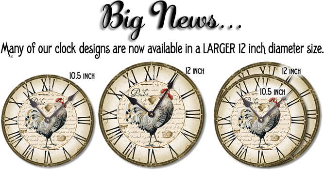 Large 12 inch size now available on some designs.